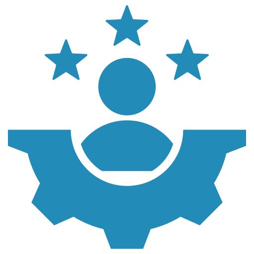 Person icon with stars and gear.
