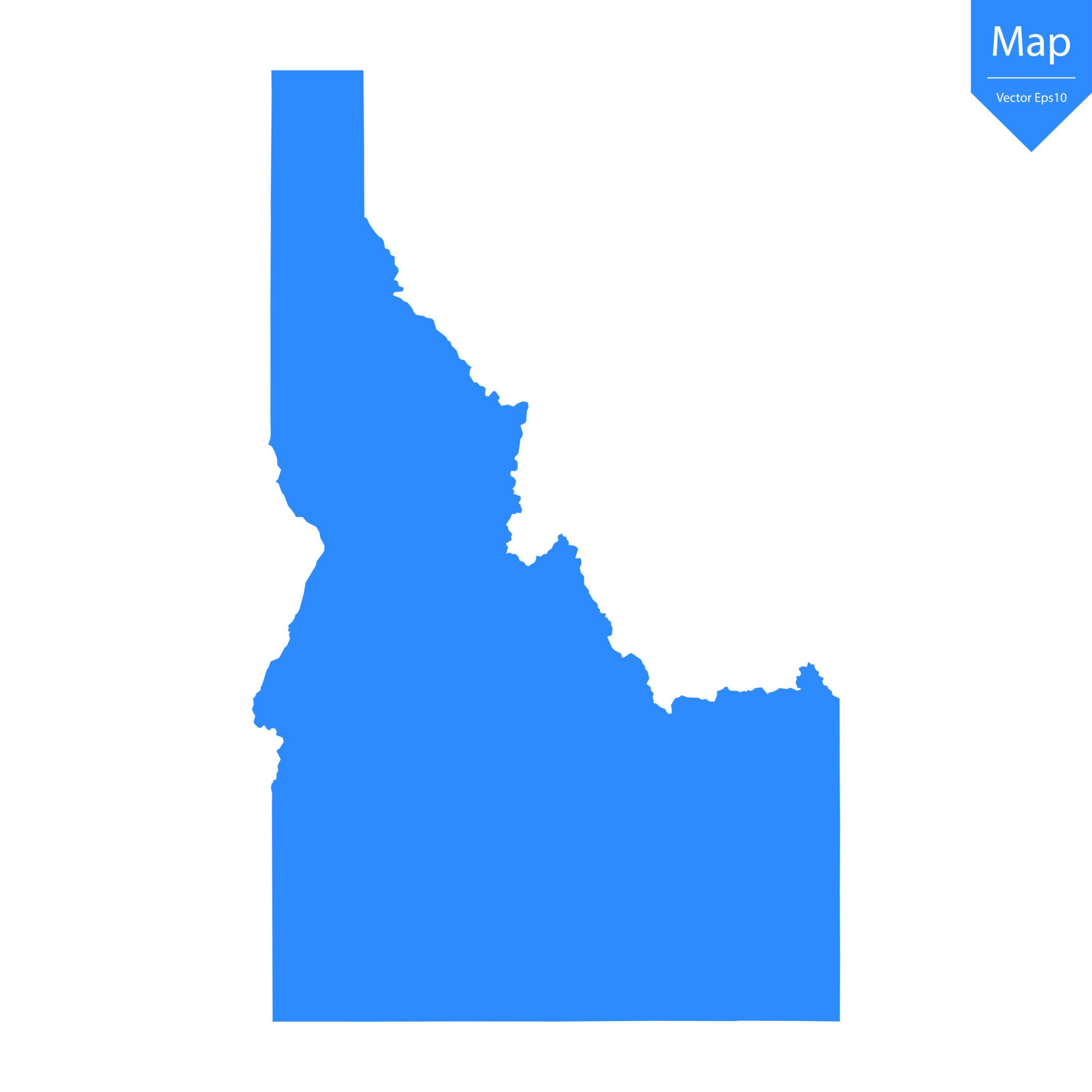 Blue map of Idaho isolated on white background. Blue map of Idaho isolated on white background. Vector illustration eps10.