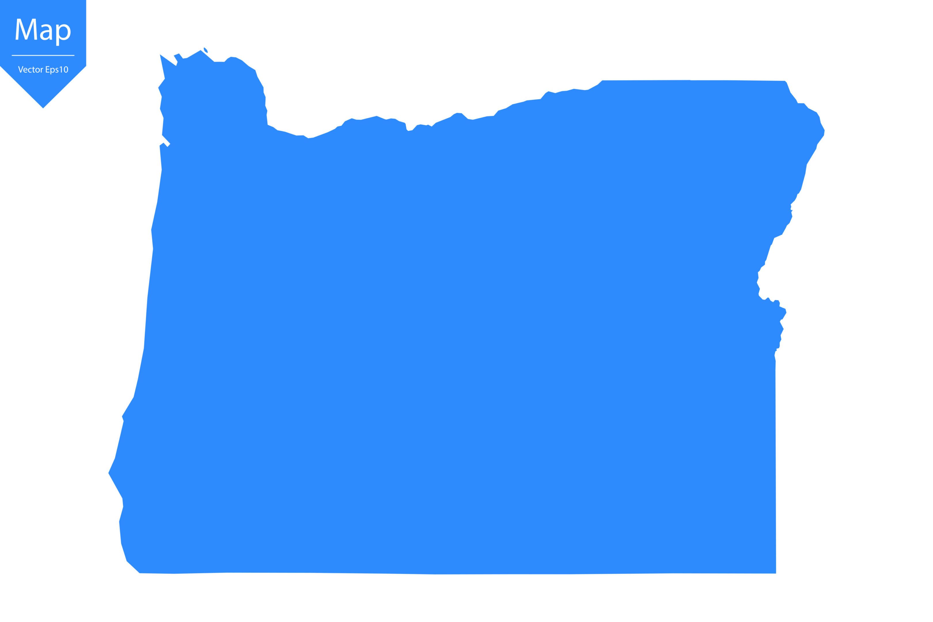 Blue map of Oregon isolated on white background. Blue map of Oregon isolated on white background. Vector illustration eps10.
