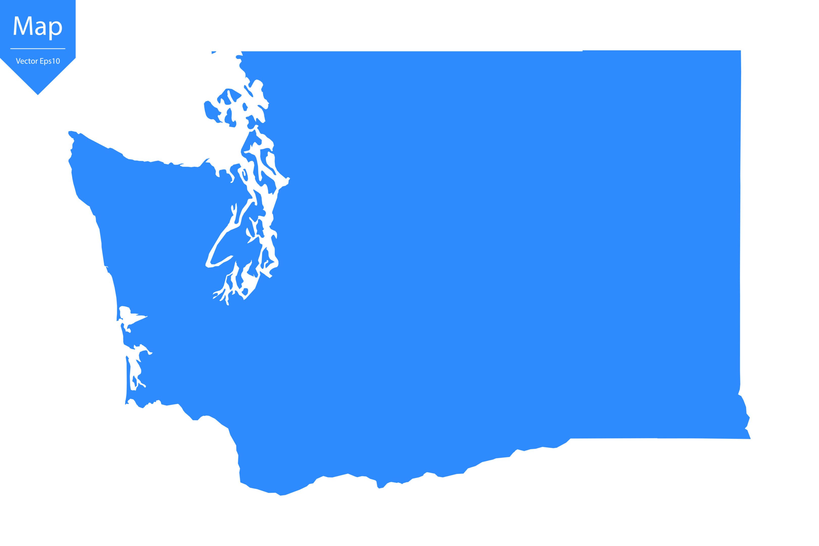 Blue map of Washington isolated on white background. Blue map of Washington isolated on white background. Vector illustration eps10.